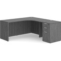 Classic L-Shape Workstation 66" x 66" with Right Hand Return and Box/Box/File Pedestal - Newport Grey