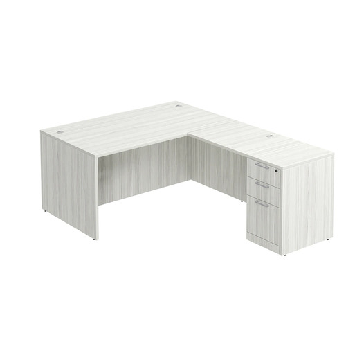 Classic L-Shape Desk 77" x 60" with Box/Box/File Pedestal - Silver Birch