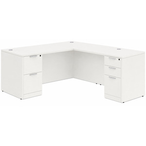 CLALD1036- Classic L-Shape Desk 60" W x 30" D with 47" Return and 2 Full Pedestals- White