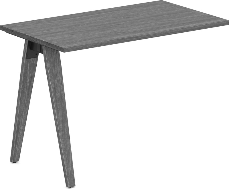 Signature Desk Return 24" x 42" - Newport Grey Top and Legs with Black Hardware