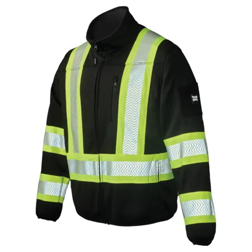 TOUGH DUCK SJ49 - Zip Front Fleece Safety Jacket - Black