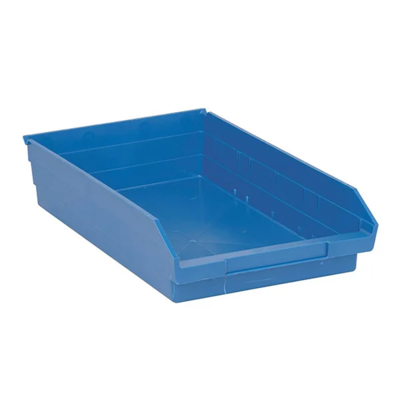 Shelf Bin - Plastic - 11-1/8" x 17-7/8" x 4" - 40 lb Capacity - Blue