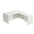 Classic L-Shape Desk 77" x 66" with 2 Box/File Pedestals - Silver Birch