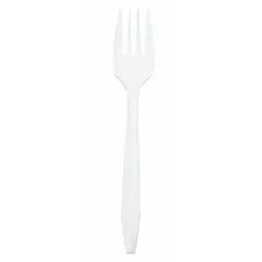 V01787 WHITE MEDIUM WEIGHT PLASTIC FORK, UNWRAPPED, 1000/CS
