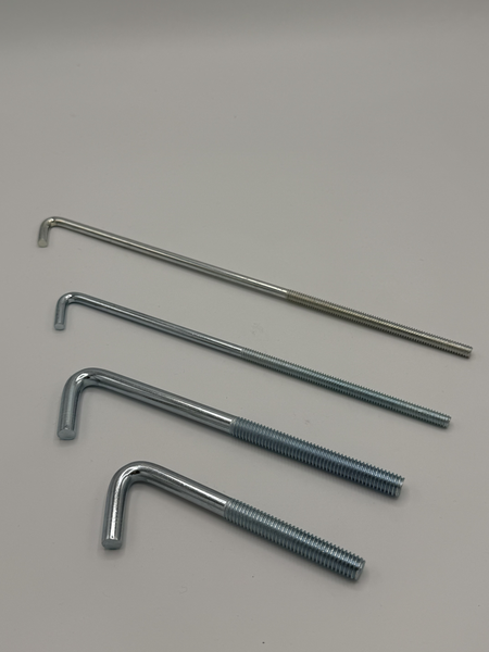 1/4" - 20 X 6" HOLD DOWN 60 DEGREE HOOK BOLT 60K PSI TENSILE STEEL ZINC TRIVALENT CLEAR PER PRINT