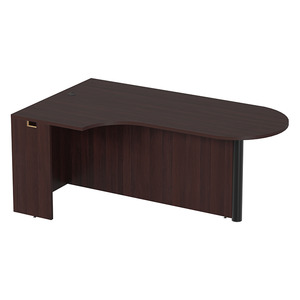 PL133L CORNER EXT. BULLET DESK w/POST - LEFT- Mahogany & Black