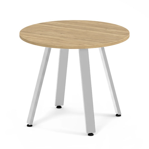 Signature Round Meeting Table 36" - Aspen with Silver Metal Legs