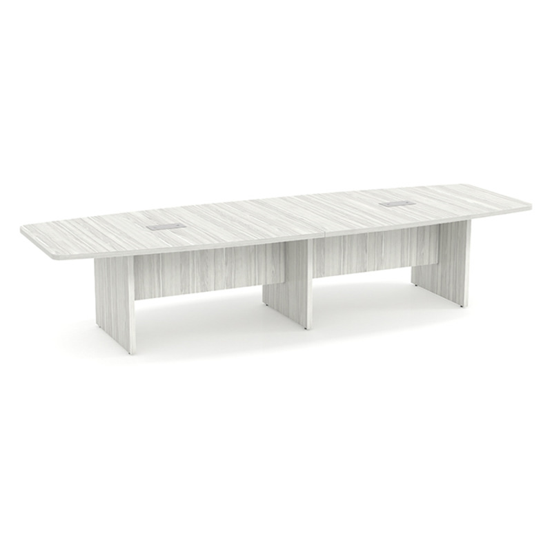 12ft Boat Shape, slab base Conference Table: SILVER BIRCH