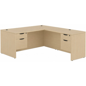CLALD2043- Classic L-Shape Desk 71" W x 30" D with 42" Return and 2 Box/File Pedestals- Maple