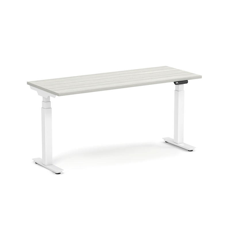 Enhance Electric Height-Adjustable Desk 24" X 60" - Silver Birch with White Base