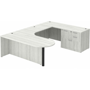CLAUD1007R Executive Bullet U-Shape Typical 71" X 101" Desk- Silver Birch/Black
