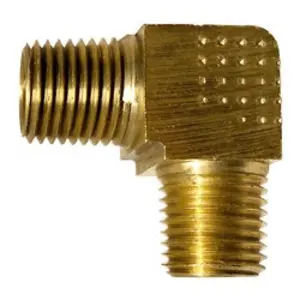 90-deg Barstock Elbow, 1/8-in Male NPTF x 1/8-in Male NPTF, Brass
