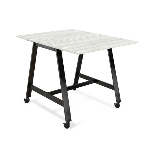 Signature Bistro Benching Table 60" x 48" - Silver Birch with Black Legs