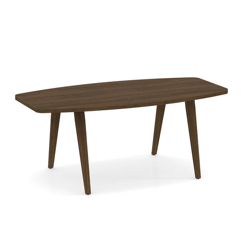 Signature Boat-Shape Conference Table 6 Ft - Modern Walnut and Black Hardware