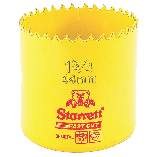 STARRETT FCH0134-G 1-3/4'' (44mm) Fast Cut Straight Pitch Bi-Metal Hole Saw