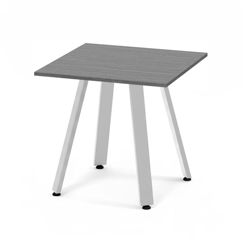 Signature Square Meeting Table 30" - Newport Grey with Silver Metal Legs