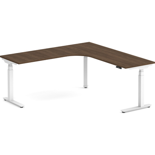 Enhance Electric Height-Adjustable L-Shape Desk with Left Radiused Corner 72" X 72" - Modern Walnut with White Base