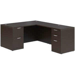 CLALD1036- Classic L-Shape Desk 60" W x 30" D with 47" Return and 2 Full Pedestals- Espresso
