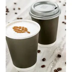 12 OZ BLACK DOUBLE WALL COFFEE CUP, 500/CS FOR 309 CHURCH  RWA0275B