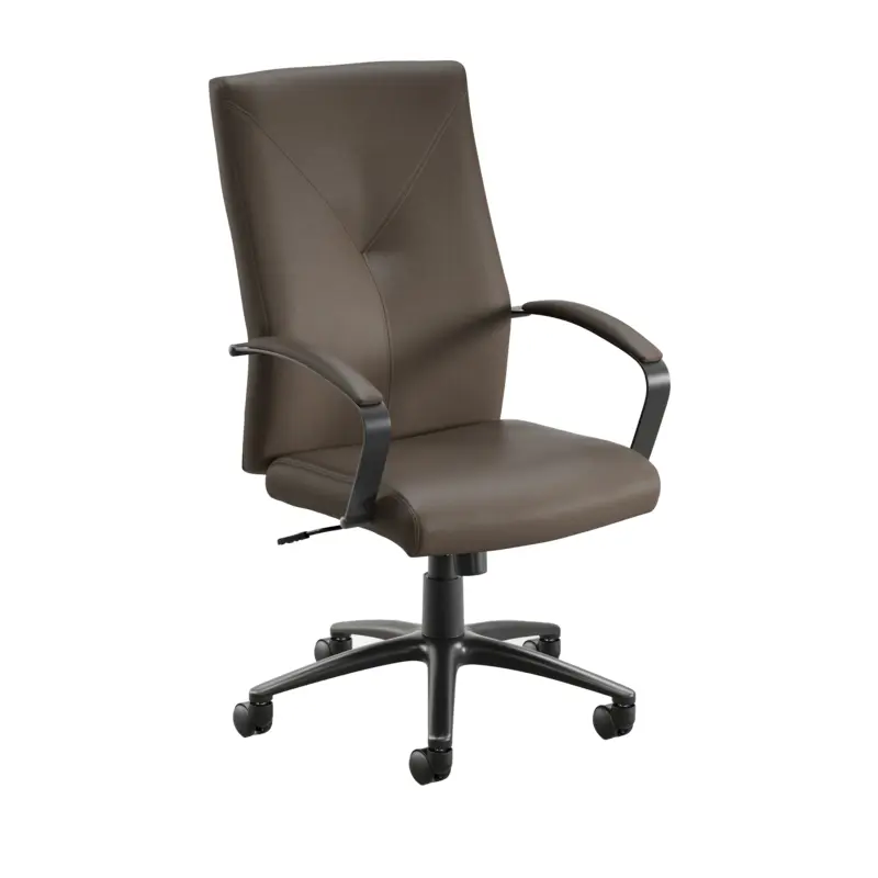 EXEC CHAIR BROWN VINYL/MATTE BLK FRAME