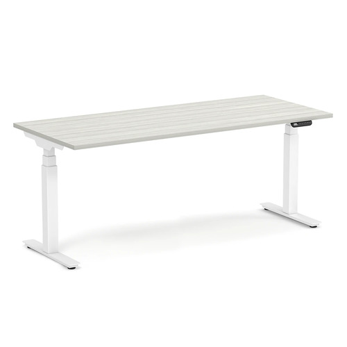 Enhance Electric Height-Adjustable Desk 30" X 72" - Silver Birch with White Base