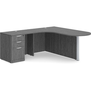 CLALD1010L- L-Shaped Bullet Workstation 71" W x 30" D with 47" Return and Box/Box/File Pedestal- Newport Gray/Silver