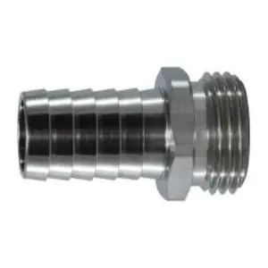 Garden Hose Swivel Adapter, 1/2 in Hose Barbed x 3/4 in MGH, Stainless Steel