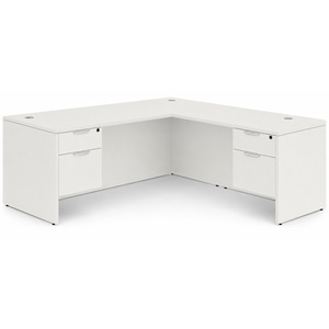 CLALD1039- Classic L-Shape Desk 66" W x 30" D with 47" Return and 2 Box/File Pedestals- White