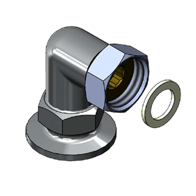 T&S Brass 0WW Union Coupling Inlets 1/2" IPS Female Flanged 90 Degree Inlet
