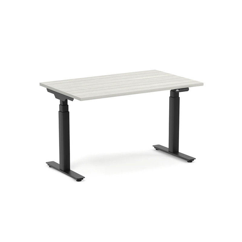 Enhance Electric Height-Adjustable Desk 30" X 48" - Silver Birch with Black Base