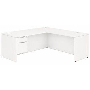 CLALD1041- Classic L-Shape Desk 71" W x 30" D with 47" Return and Box/File Pedestal- White
