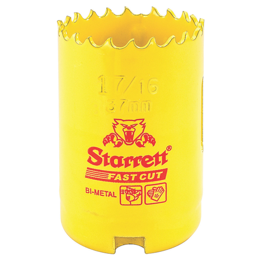STARRETT FCH0176-G 1-7/16'' (37mm) Fast Cut Straight Pitch Bi-Metal Hole Saw
