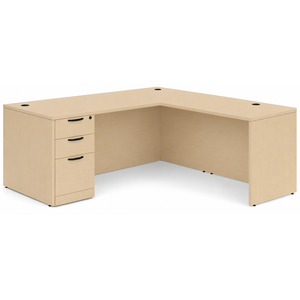 CLALD2038- Classic L-Shape Desk 66" W x 30" D with 42" Return and Box/Box/File Pedestal- Maple