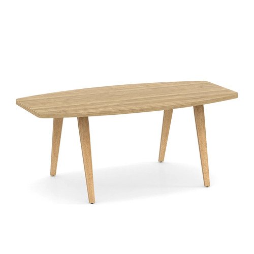 Signature Boat-Shape Conference Table 6 Ft - Aspen with Natural Oak Legs and Black Hardware