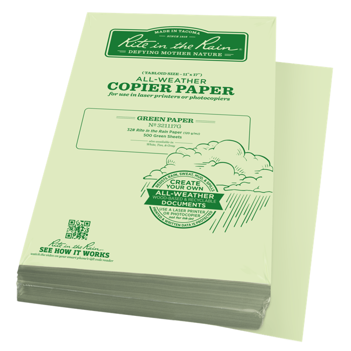 Rite in the Rain All Weather Printer Paper, 500 Green Sheets 11" x 17