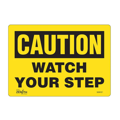 Watch Your Step Sign - 10" x 7" - Vinyl - English