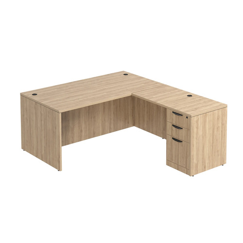 Classic L-Shape Desk 72" x 66" with Box/Box/File Pedestal - Aspen