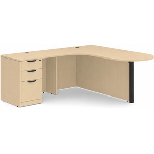 CLALD1010L- L-Shaped Bullet Workstation 71" W x 30" D with 47" Return and Box/Box/File Pedestal- Maple/Black