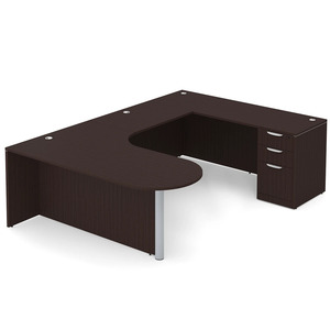 CLAUD2007R- Right-Handed Classic U-Shape Bullet Executive Workstation 71" W x 101" D with Box/Box/File Pedestal- Espresso/Silver