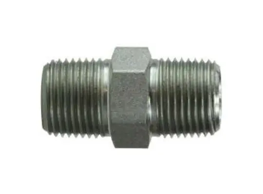 Hex Nipple, 3/8 in MPT x 3/8 in MPT, Steel