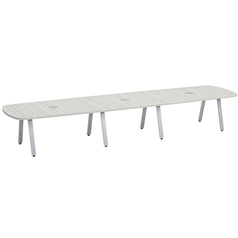 Signature Arena Conference Table 16 Foot - Silver Birch with Silver Metal Legs