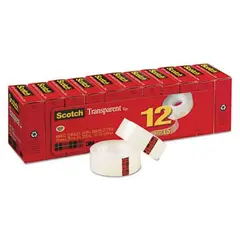 3/4" X 1000' 3M TRANSPARENT TAPE, 1" CORE, 12 RLS/CS
