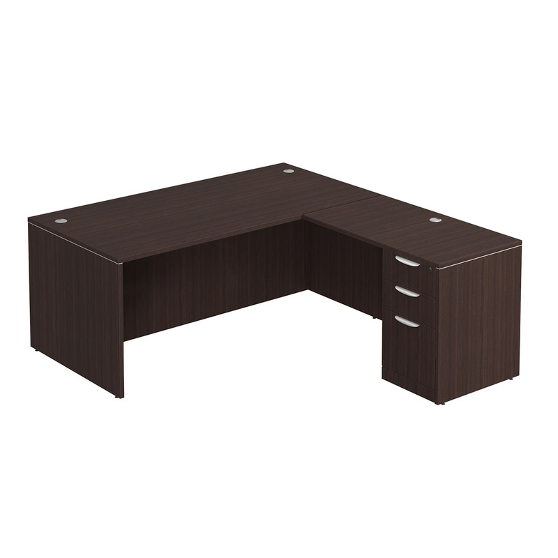 Classic L-Shape Desk 72" x 71" with Box/Box/File Pedestal - Espresso