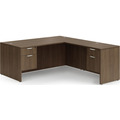 Classic L-Shape Desk 72" x 66" with 2 Box/File Pedestals - Modern Walnut