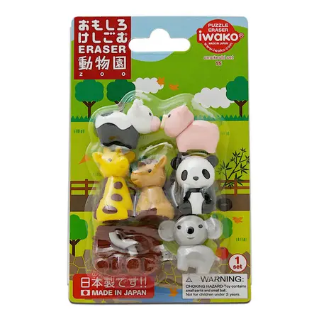 Iwako Zoo Animals Eraser Pack