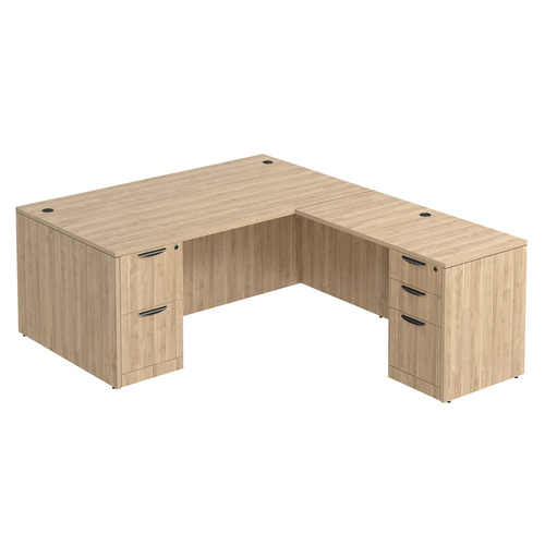 Classic L-Shape Desk 83" X 71" with 2 Full Pedestals - Aspen