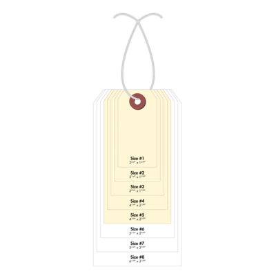 #5 Cardstock Tag Elastic-Attached - Manila