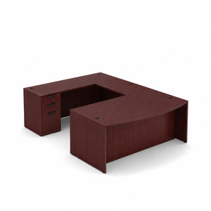 CLAUD1002 Executive Bowfront 71" X 112" Desk- Mahogany
