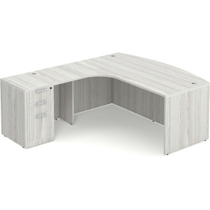 CLALD1008L- Left-Handed Bowfront L-Desk 71" W x 36" D with 47" Return and Box/Box/File Pedestal- Silver Birch