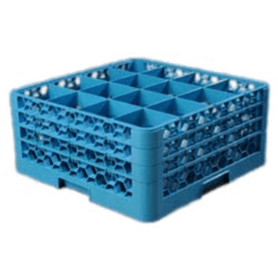 Carlisle 16-Compartment Blue Glass Rack with 3 Blue Extenders